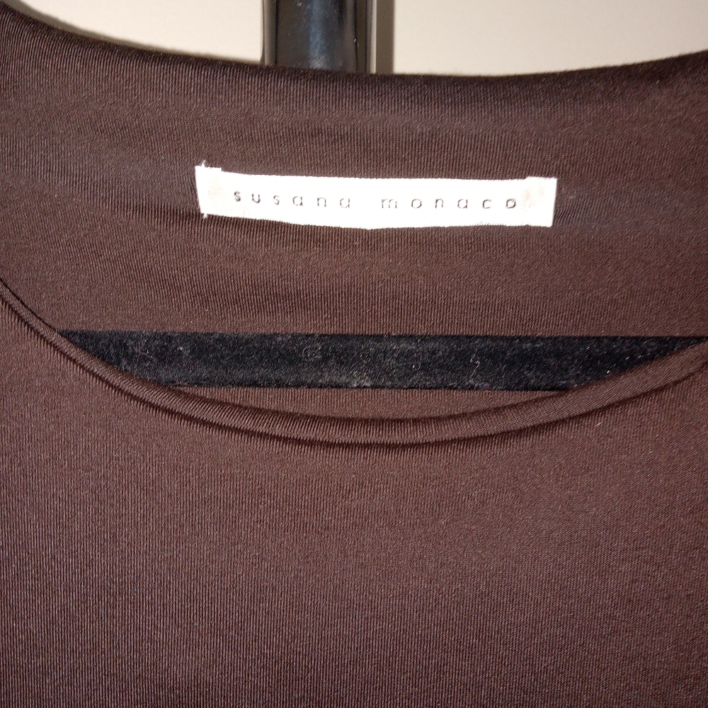 Susana Monaco Brown Stretch Knit 3/4 Sleeve Dress Small - Picture 3 of 5